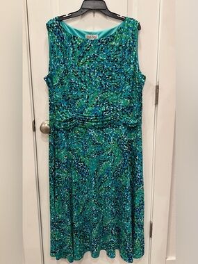 Laura Jeffries Teal, Blue & Green Abstract Print Dress